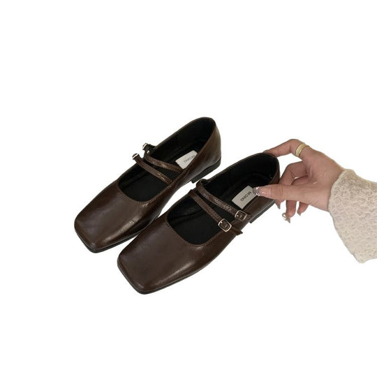 Damen elegante Ballerinas mit modischer Doppel-Riemchen-Applikation EB