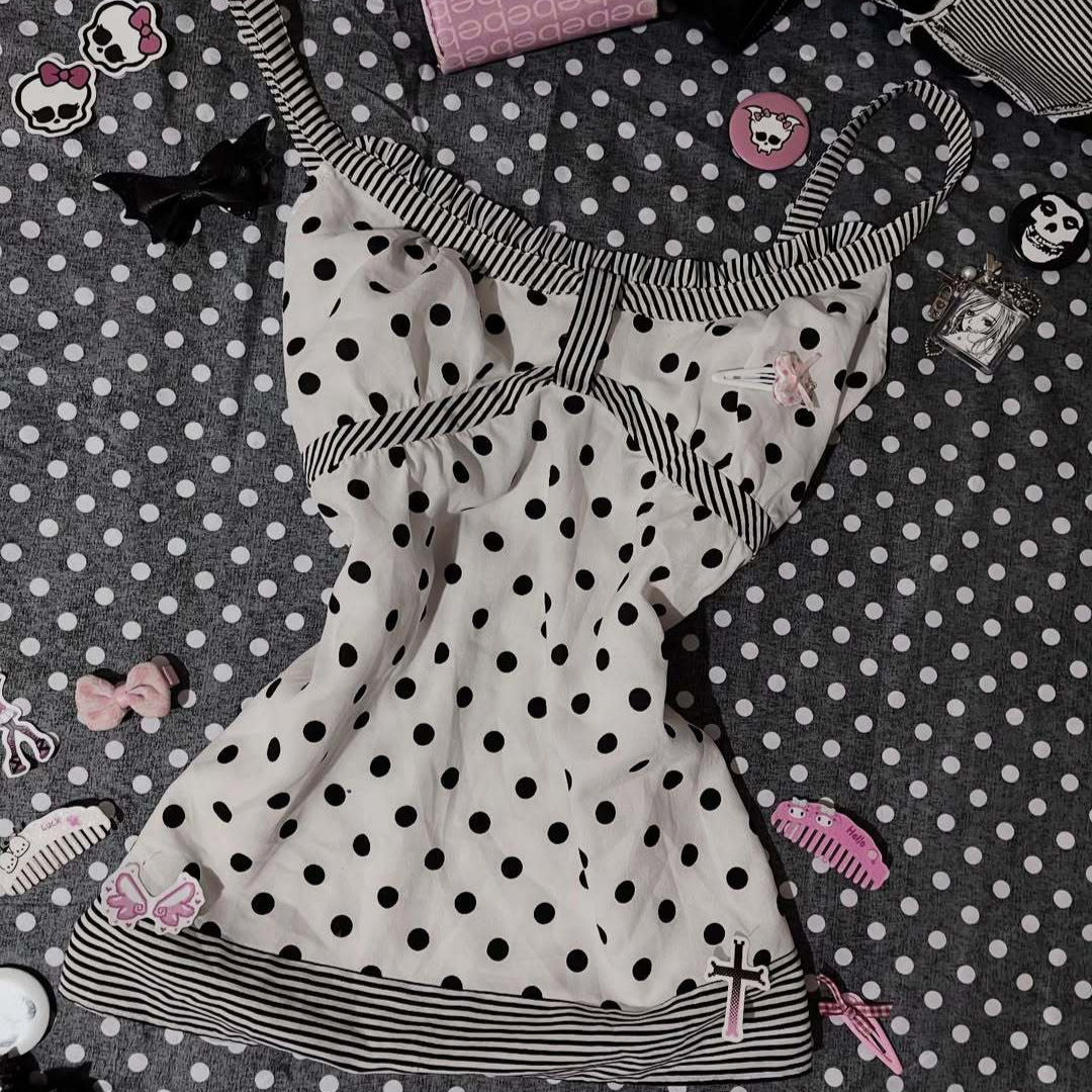 Damen Charmantes Polka-Dots Top EB