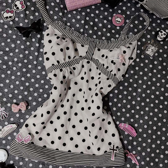 Damen Charmantes Polka-Dots Top EB