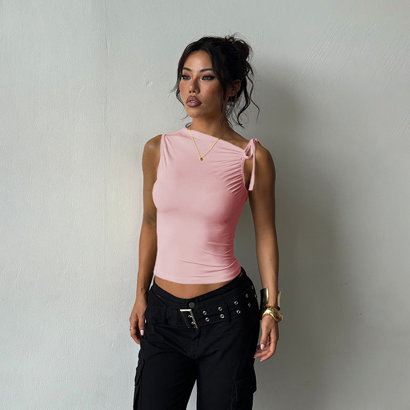 Damen Figurbetontes Top mit feinen Rüschendetails EB