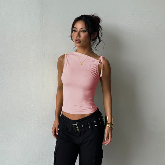 Damen Figurbetontes Top mit feinen Rüschendetails EB