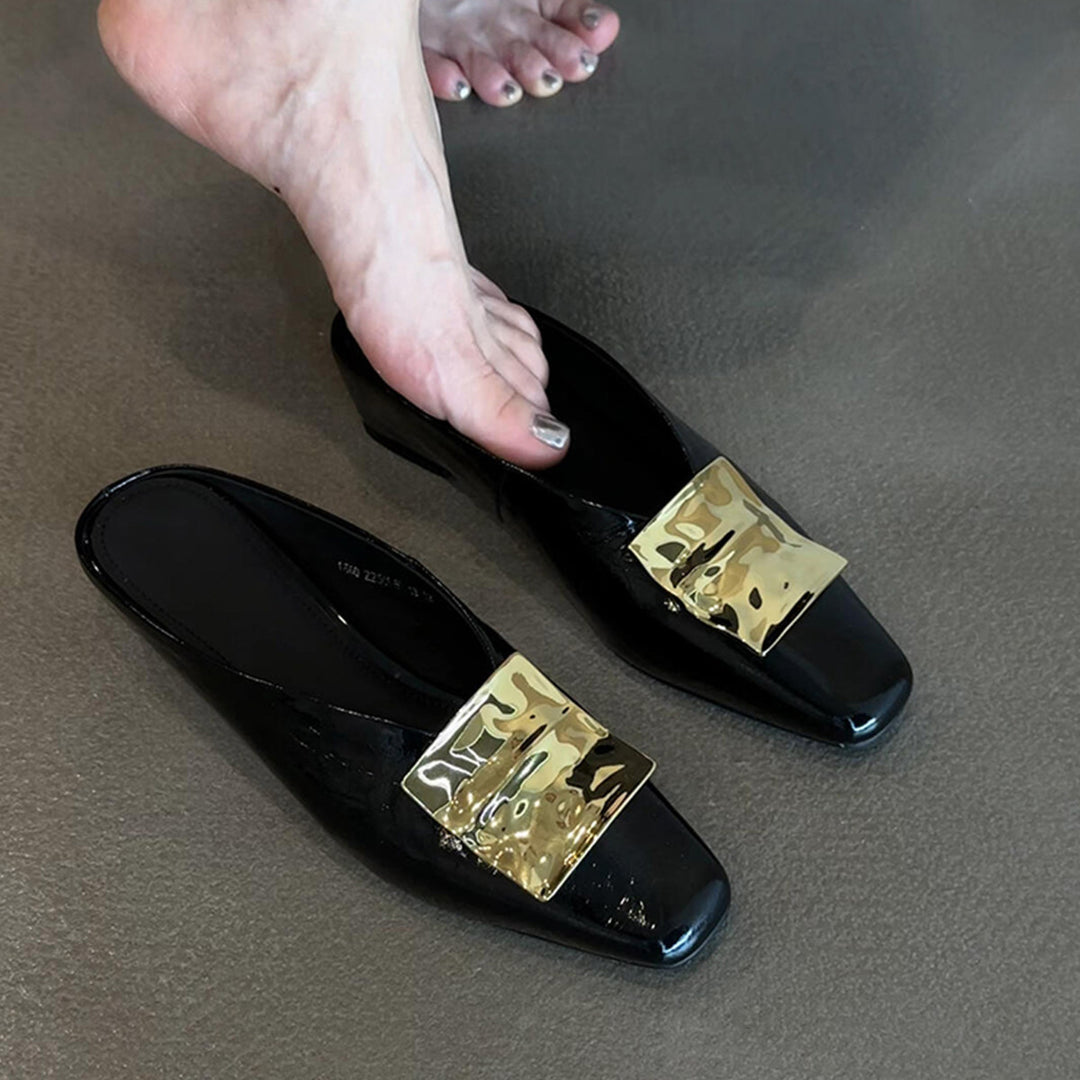 Damen elegante Mules mit modischer Schnalle EB
