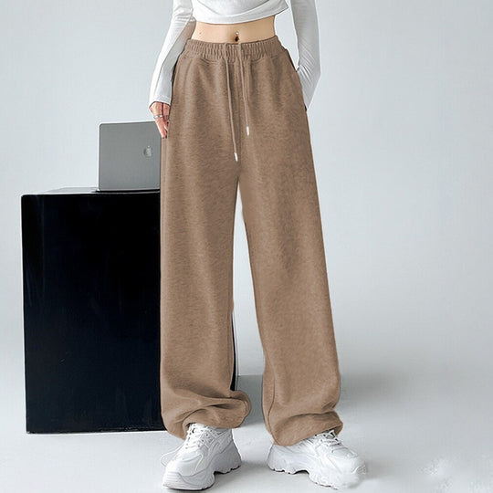 Damen nan extraweite Palazzo-Sweathose mit hohem Komfortbund, seitlichen Eingrifftaschen, Schlitz am Saum und Kordelzug EB