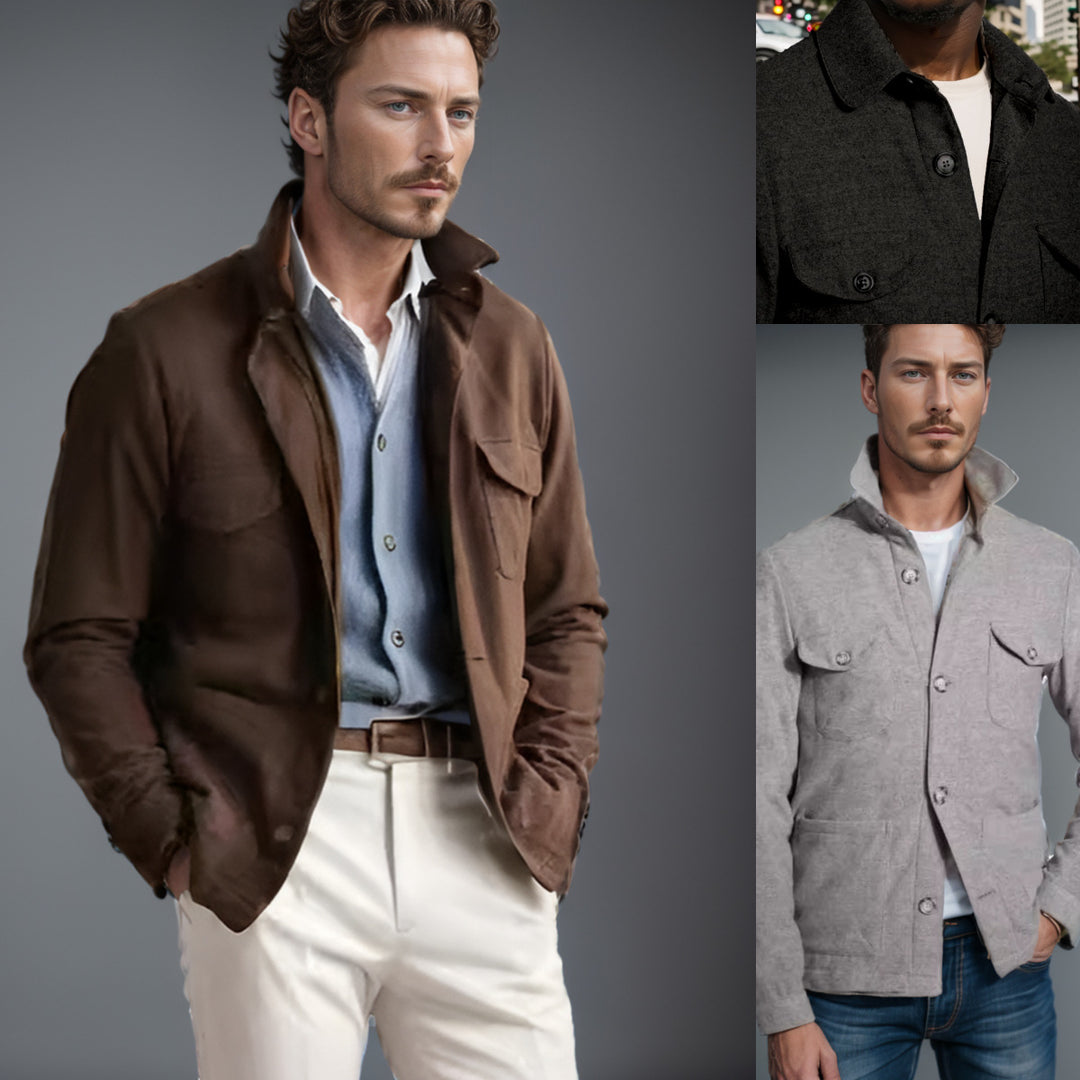 Herren praktische Jacke im schicken Utility-Stil mit hohen Kragen EB