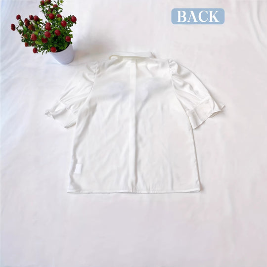 Damen Modische Bluse mit Rüschendetails und Puffärmeln EB