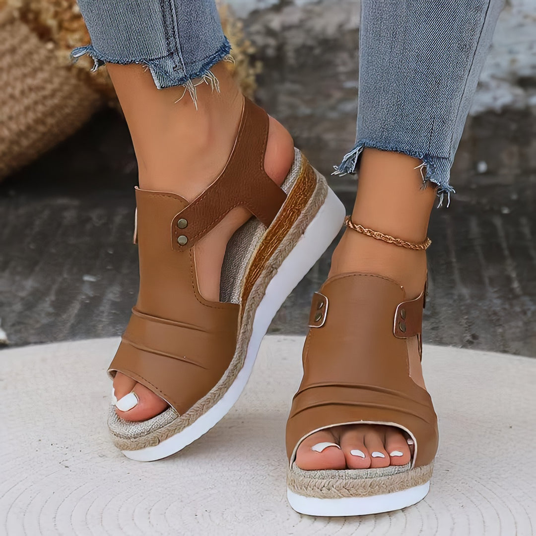 Damen Komfortable Espadrilles mit offener Zehenpartie EB
