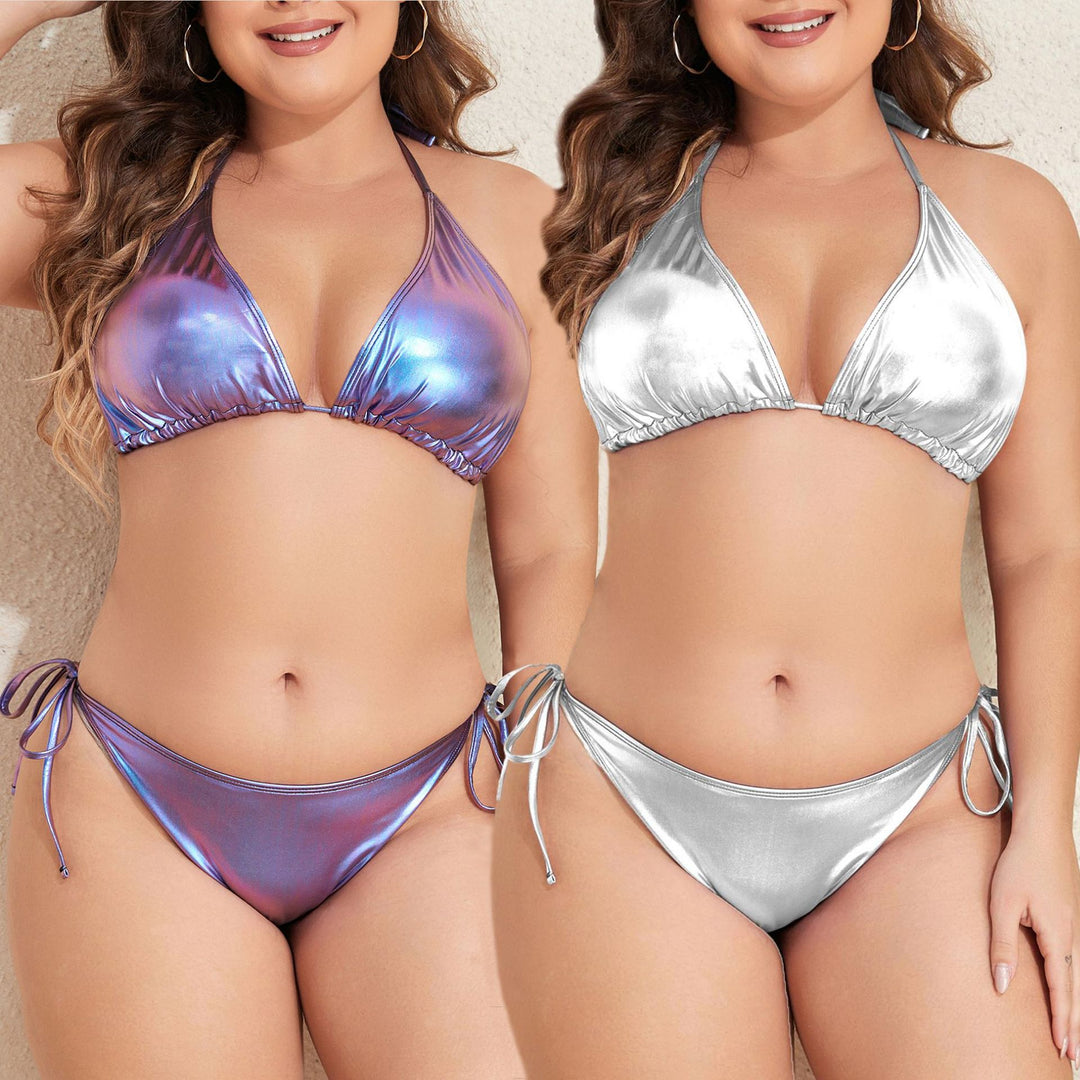 Damen Triangel-Bikini mit schimmerndem Design EB