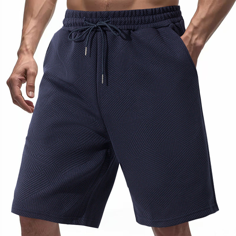 Herren nan knielange Textur-Badeshort mit elastischem Kordelbund und seitlichen Eingrifftaschen EB