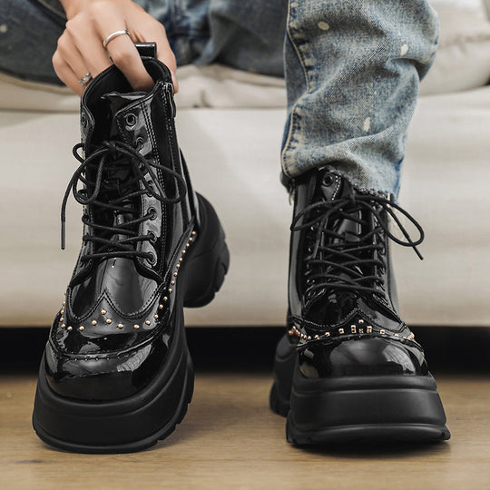 Damen Trendige Stiefeletten mit funkelnden Nieten und robuster Sohle EB