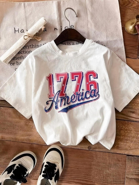 Damen lässiges T-Shirt mit auffälligem Vintage-Print EB