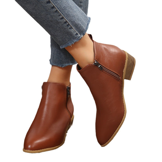 Damen modische Ankle Boots mit seitlichem Reißverschluss EB
