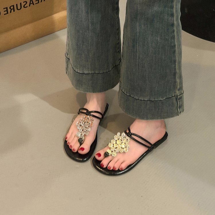 Damen elegante Pantoletten mit funkelndem Schmuckdetail EB