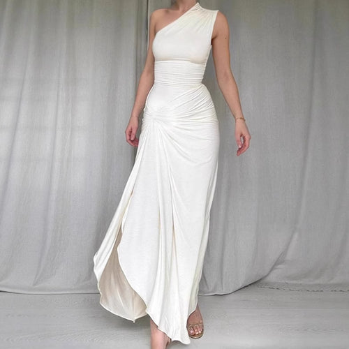 Damen Elegantes asymmetrisches Maxikleid mit raffinierter Drapierung EB