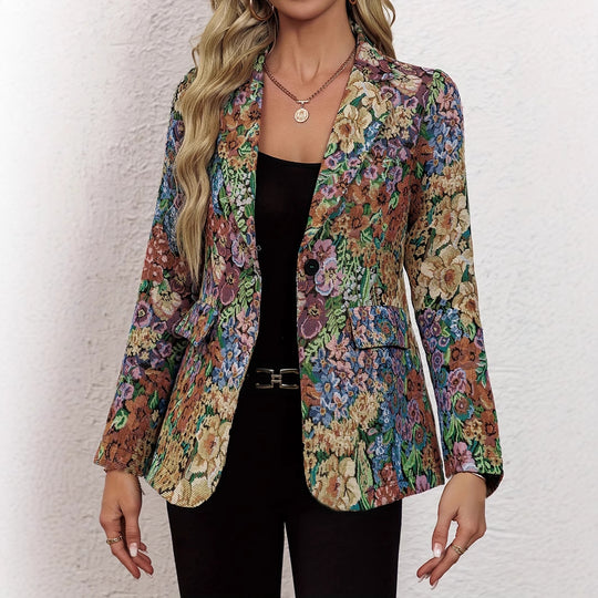 Damen Blazerjacke mit floralem Muster und eleganten Details EB