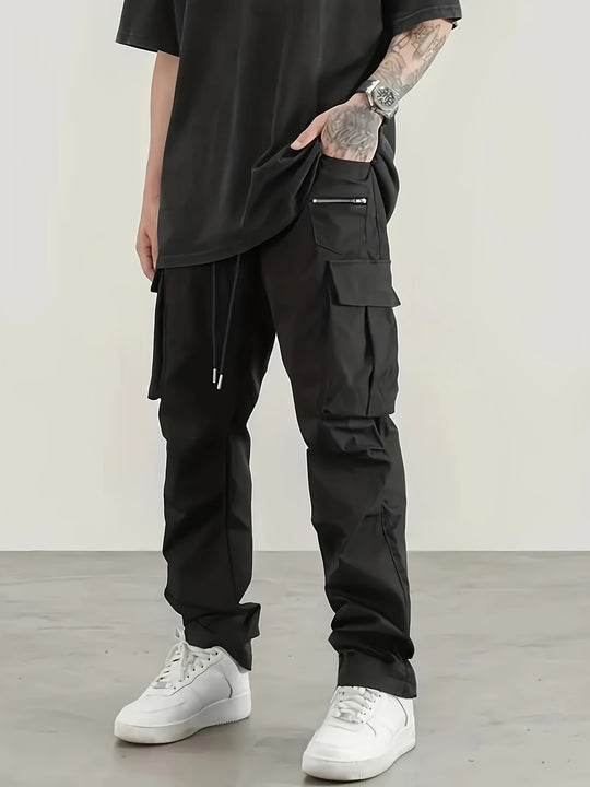 Herren moderne Cargo-Hose mit multifunktionalen Taschen und elastischem Bund Hedi-Mode