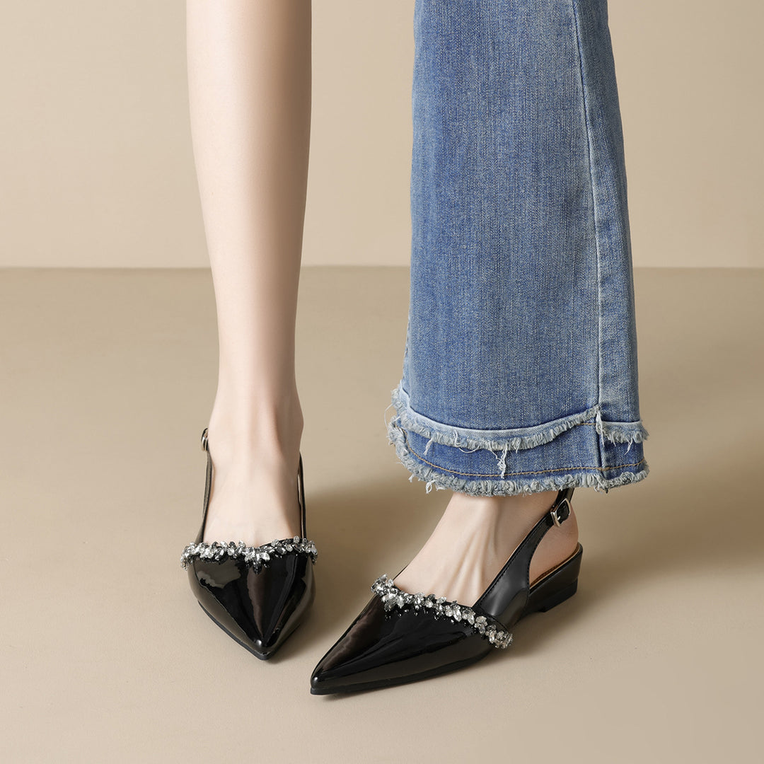 Damen Slingback-Pumps mit funkelndem Strassbesatz und elegantem Design EB
