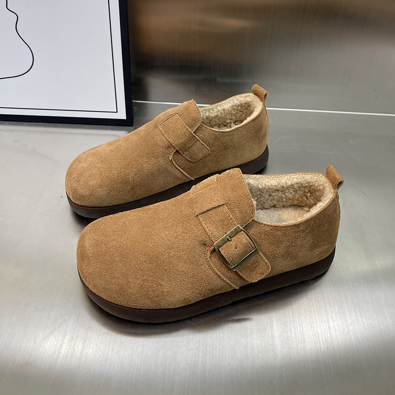 Damen Komfortable Clogs aus weichem Wildleder mit kuscheligem Innenfutter EB