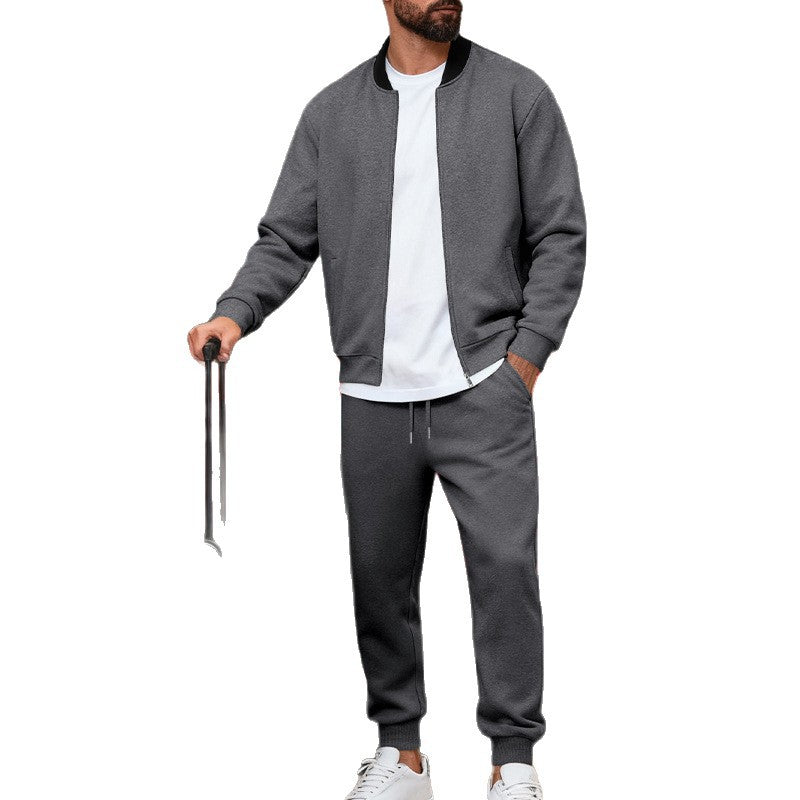 Herren nan sportlicher Freizeitanzug aus weicher Baumwollmischung mit Reißverschlussjacke und elastischer Jogginghose EB