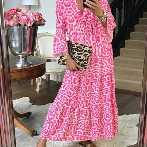 Damen Maxikleid im eleganten Leoprint EB