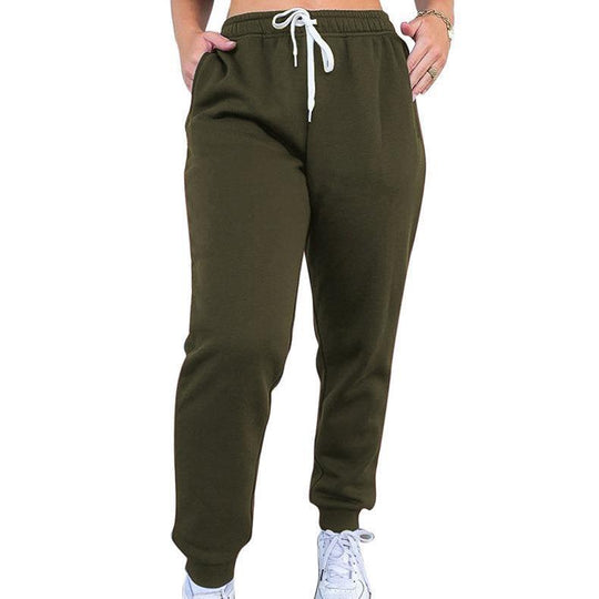 Damen nan taillenhohe tapered Jogginghose mit elastischem Komfortbund, verstellbarem Kordelzug und tiefen Eingrifftaschen EB