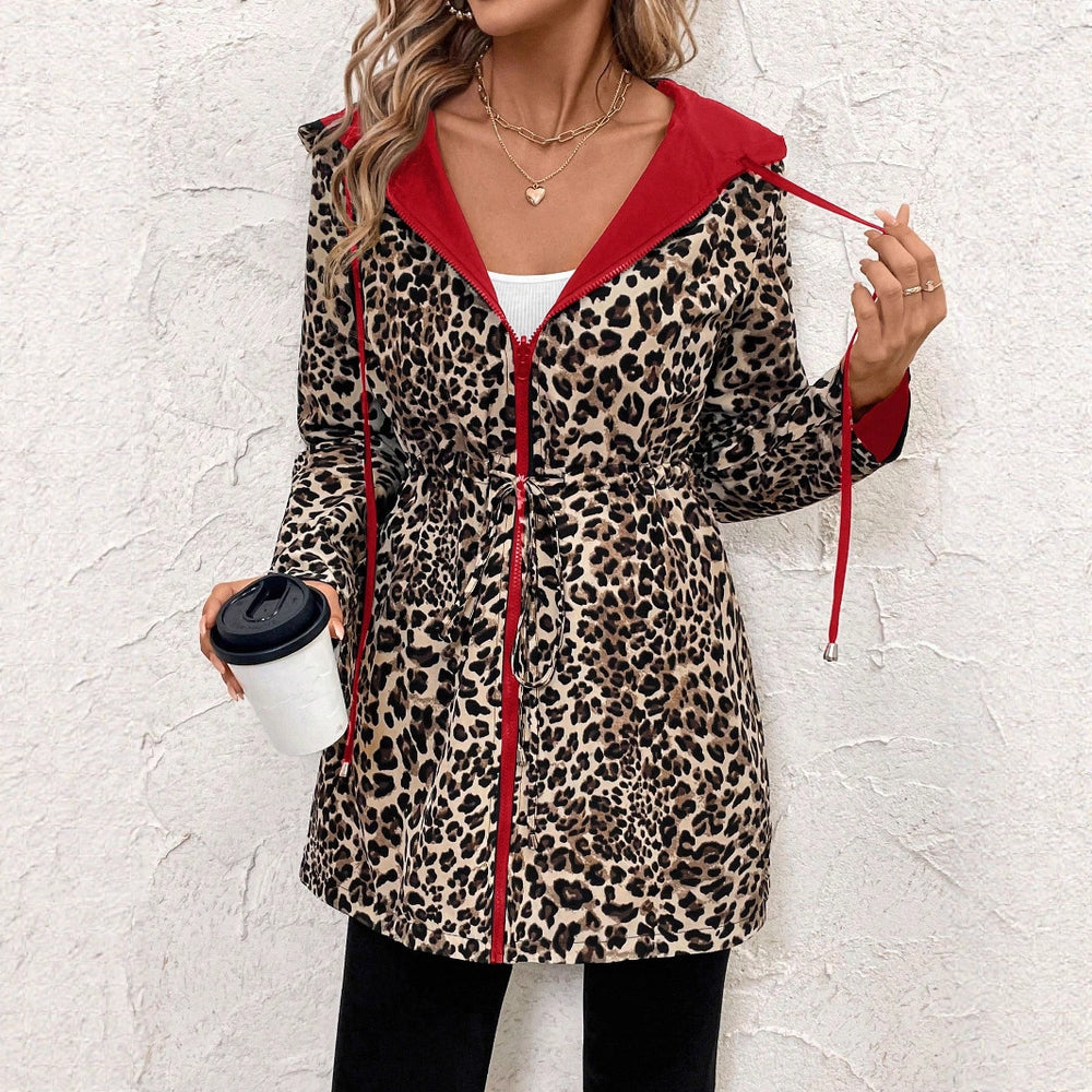 Damen Leichtgewichtige Kapuzenjacke mit tierischem Muster EB