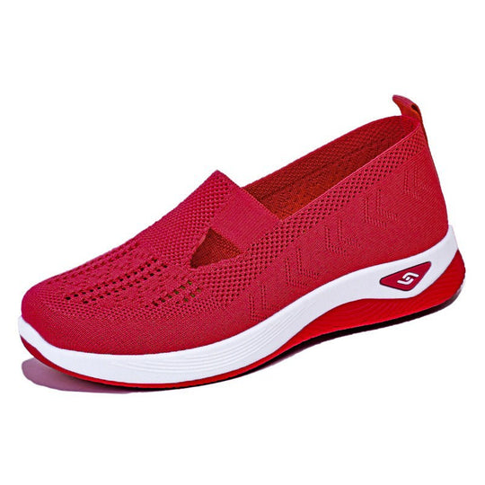 Damen bequeme Slip-On Schuhe mit atmungsaktiver Strickoberfläche EB