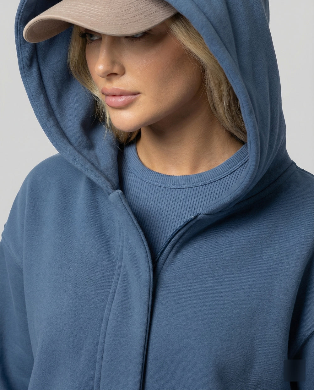 Damen luxuriöses Velours-Joggingset mit Reißverschluss-Hoodie, Kängurutasche und weit geschnittener hochgeschnittener Hose EB