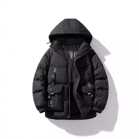 Herren Stepp-Winterjacke mit Kapuze und Printdetails EB