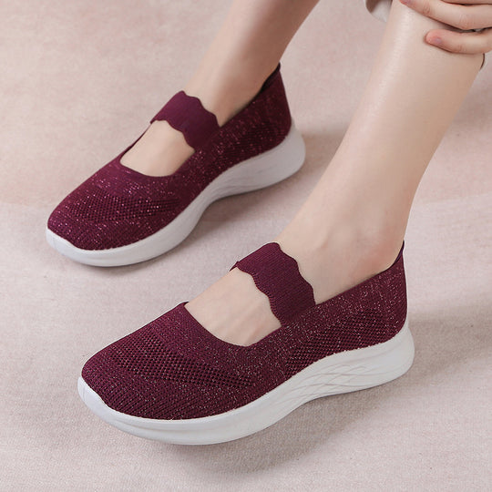 Damen bequeme Sneaker mit elastischen Riemen EB