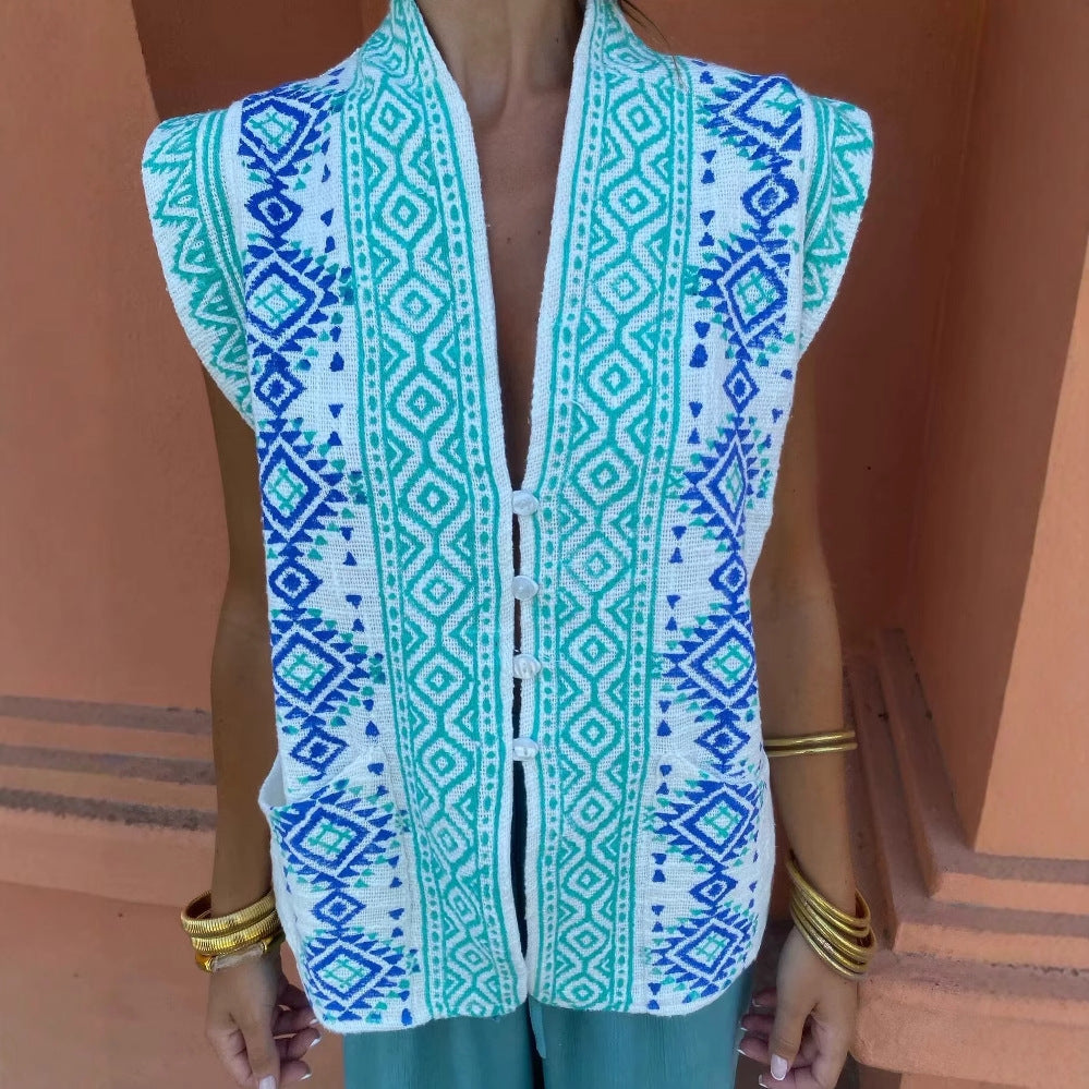 Damen modisches Hemdblusentop mit aufregendem geometrischem Print EB