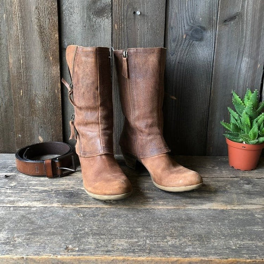 Damen Stiefel mit modischen Reißverschluss-Details und komfortablem Blockabsatz EB