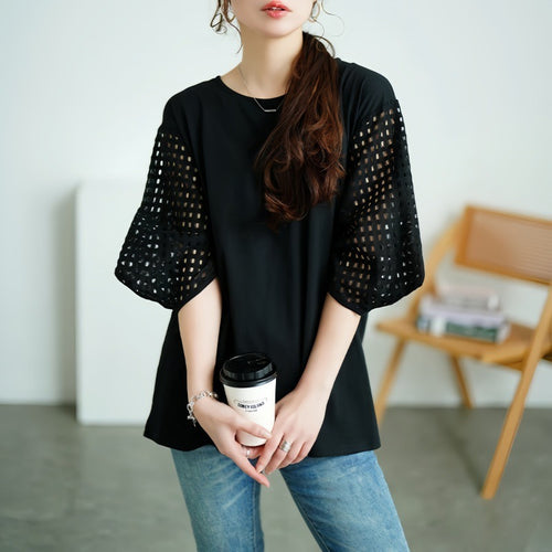 Damen stilvolles Oberteil mit strukturiertem Sleeve EB