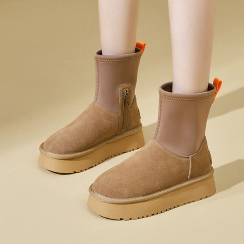 Damen modische Winterstiefel mit elastischem Einsatz und rutschfester Sohle EB