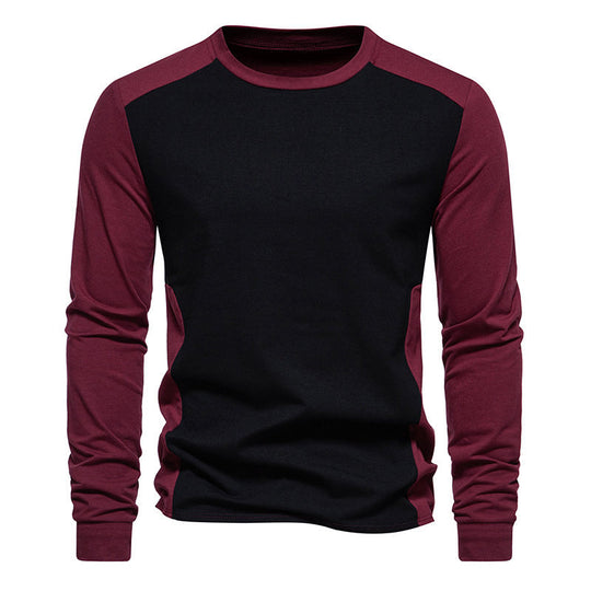 Herren Langarm-T-Shirt mit kontrastierenden Ärmeln und bequemer Passform EB