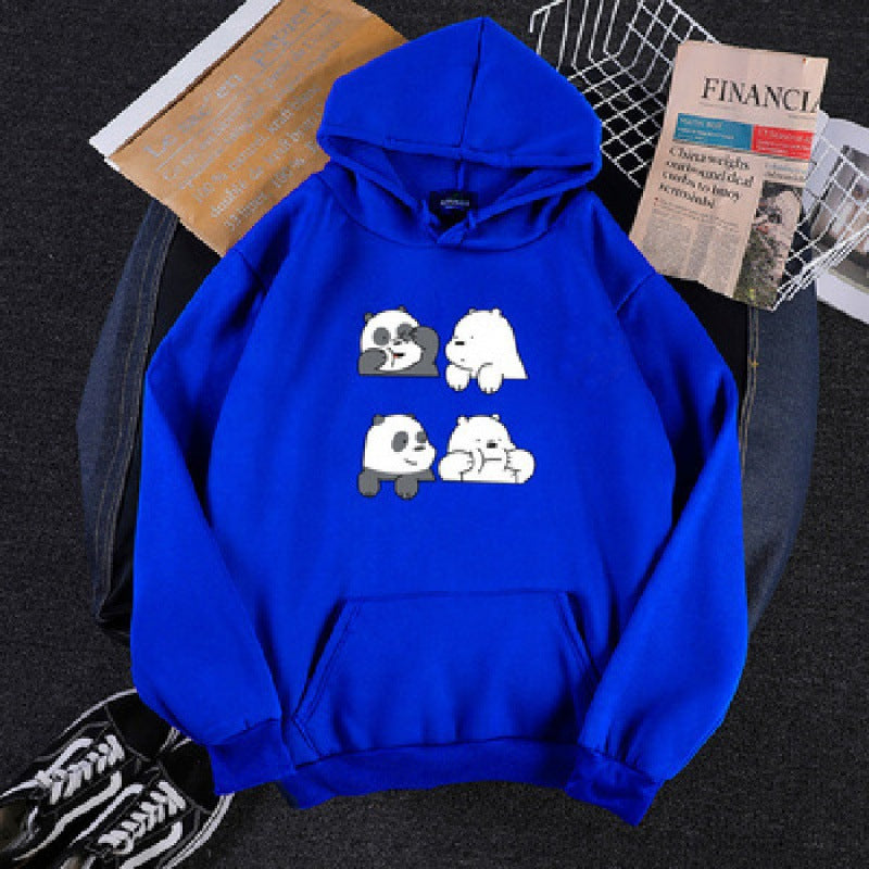 Unisex nan Kapuzenpullover mit niedlichem Comic-Tierprint, Kängurutasche und weichem Fleece-Innenfutter EB