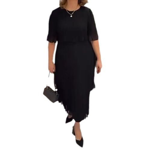 Damen Elegantes Midikleid mit transparenzähnlichen Ärmeln und stilvollen Rüschen EB