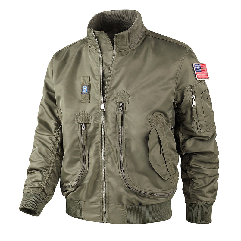 Herren nan klassische Bomberjacke im Pilotendesign mit Multifunktionstaschen und robustem Reißverschluss EB