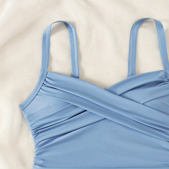 Damen Eleganter Einteiler Badeanzug mit Wickeldesign EB