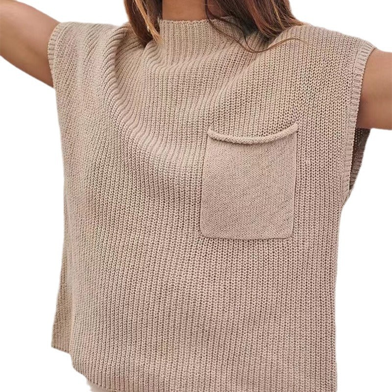 Damen Strickoberteil mit lässigem Schnitt und kurzen Ärmeln EB