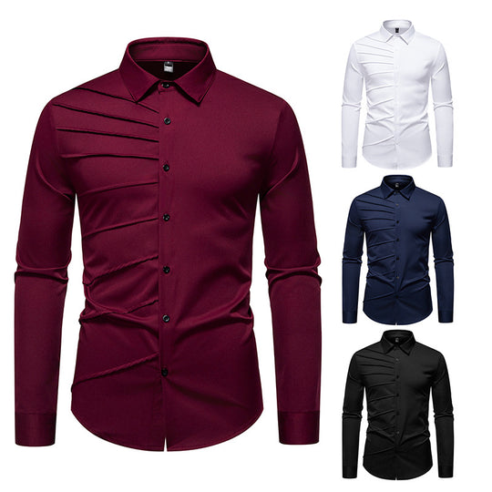 Herren Modisches Langarmhemd mit strukturiertem Design EB