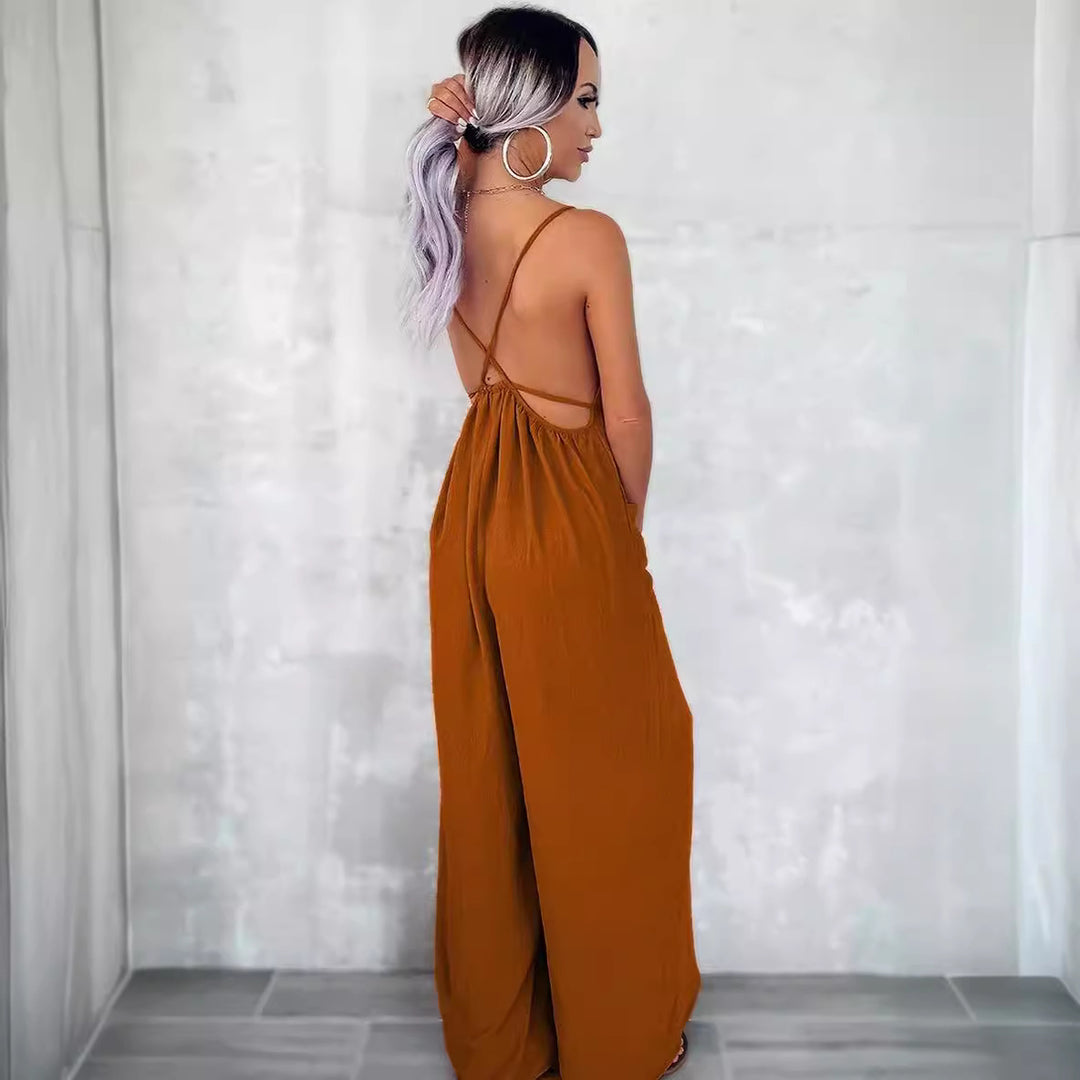 Damen Jumpsuit mit Schlaufen-Details und Taschen EB