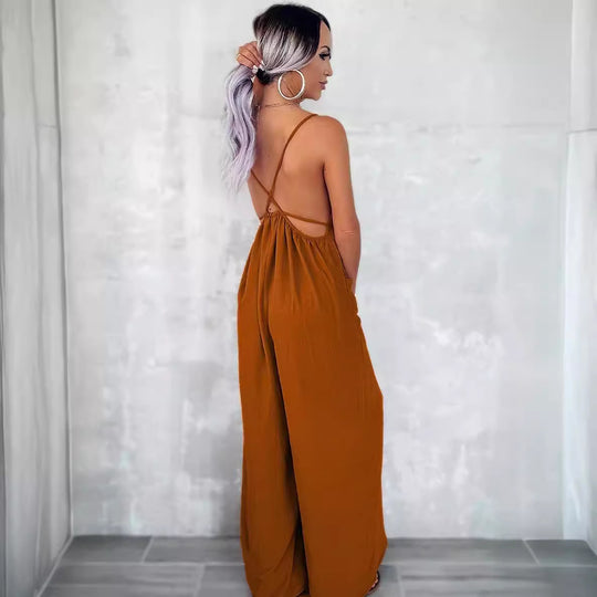 Damen Jumpsuit mit Schlaufen-Details und Taschen EB