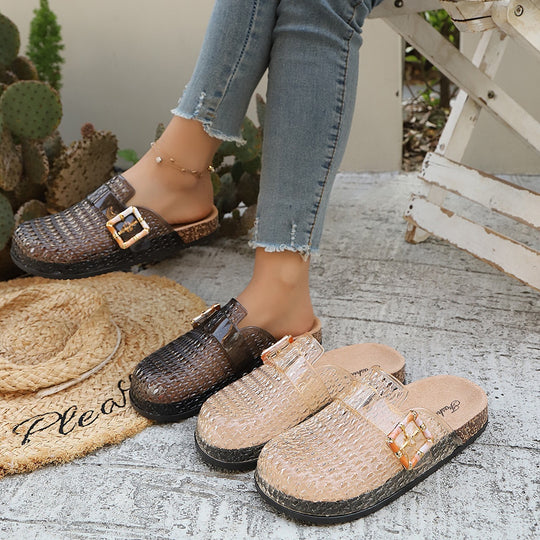 Damen Modische und luftige Clogs mit transparentem Design EB