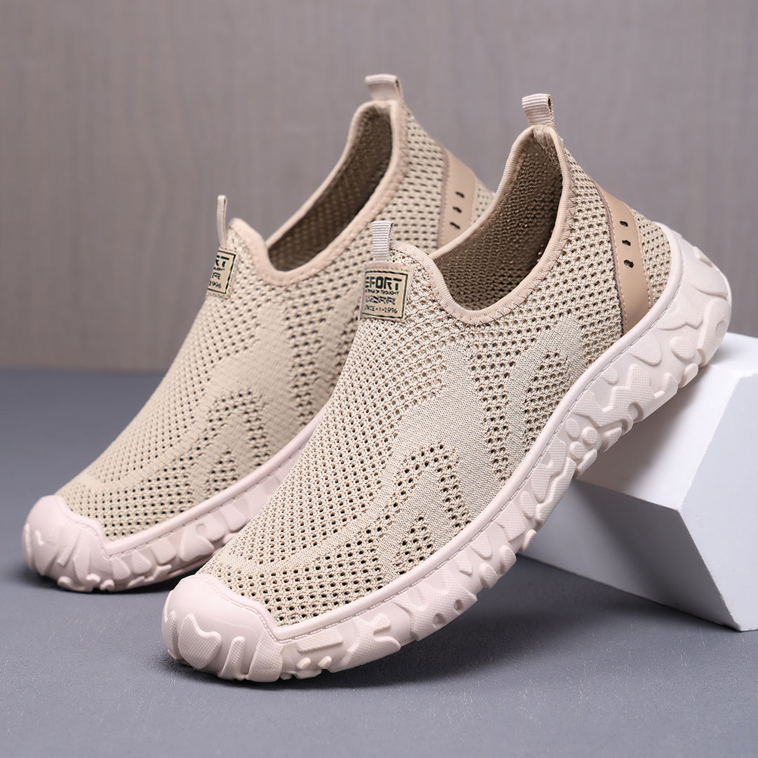 Unisex nan leichter atmungsaktiver Slip-On Strick-Walking-Schuh mit flexibler Profilsohle EB