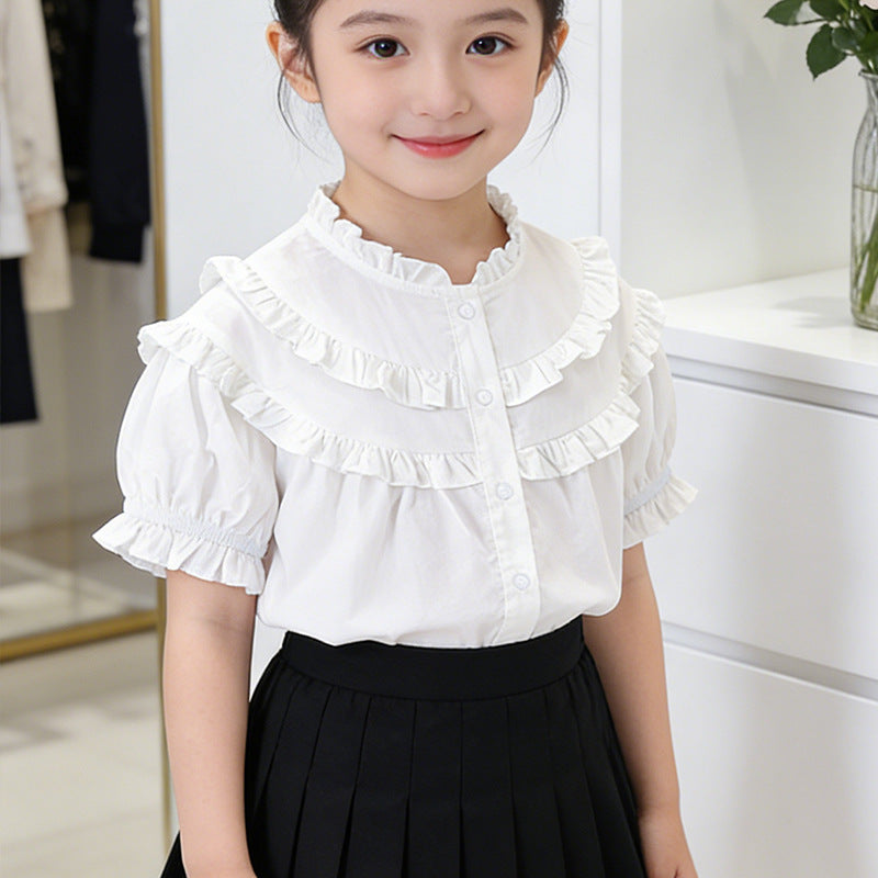 Mädchen Rüschenbluse mit elegantem Kragen EB
