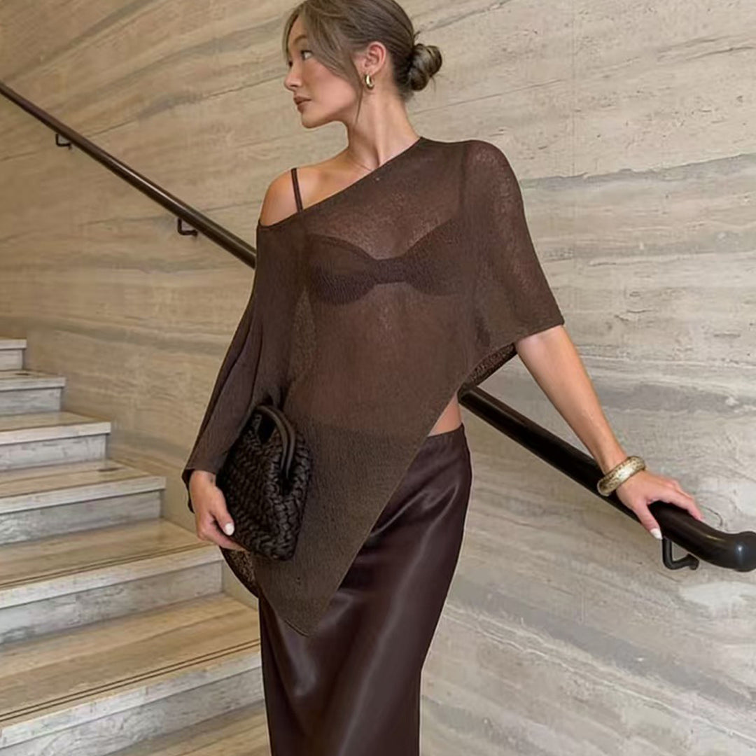 Damen transparenter Strandüberwurf mit asymmetrischem Schnitt und elegantem Design EB