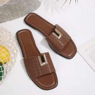 Damen Komfortable Slides mit modischem Riemen und eleganter Schnallenverzierung EB