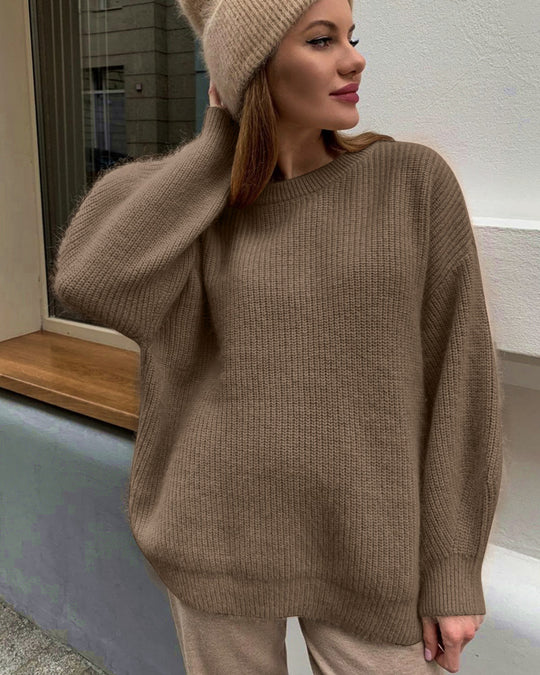Damen oversized Strickpullover mit lockerem Schnitt und feiner Textur EB