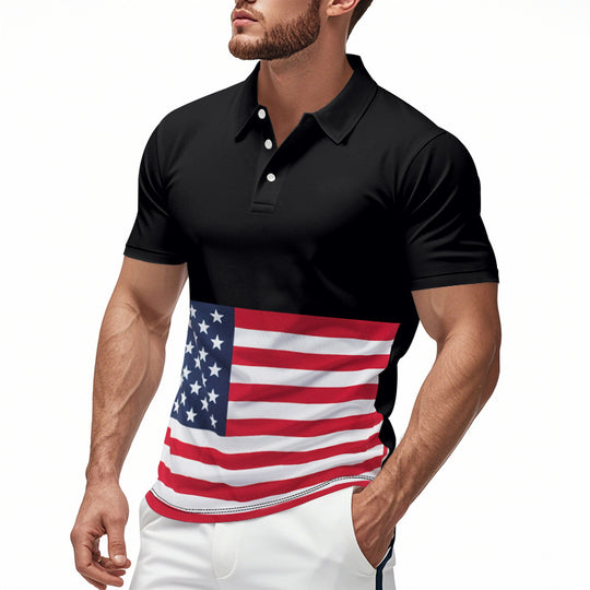 Herren Poloshirt mit einzigartigem Flaggenmotiv und moderner Passform EB