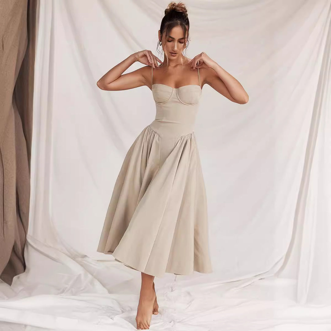 Damen Midi-Kleid mit elegantem Schnitt und komfortablen Trägern EB